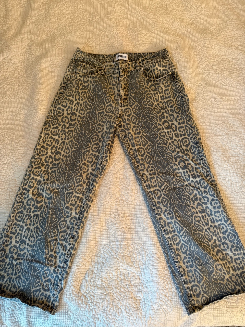 Moussy Leopard Print Wide-Leg Jeans in Tan and Black